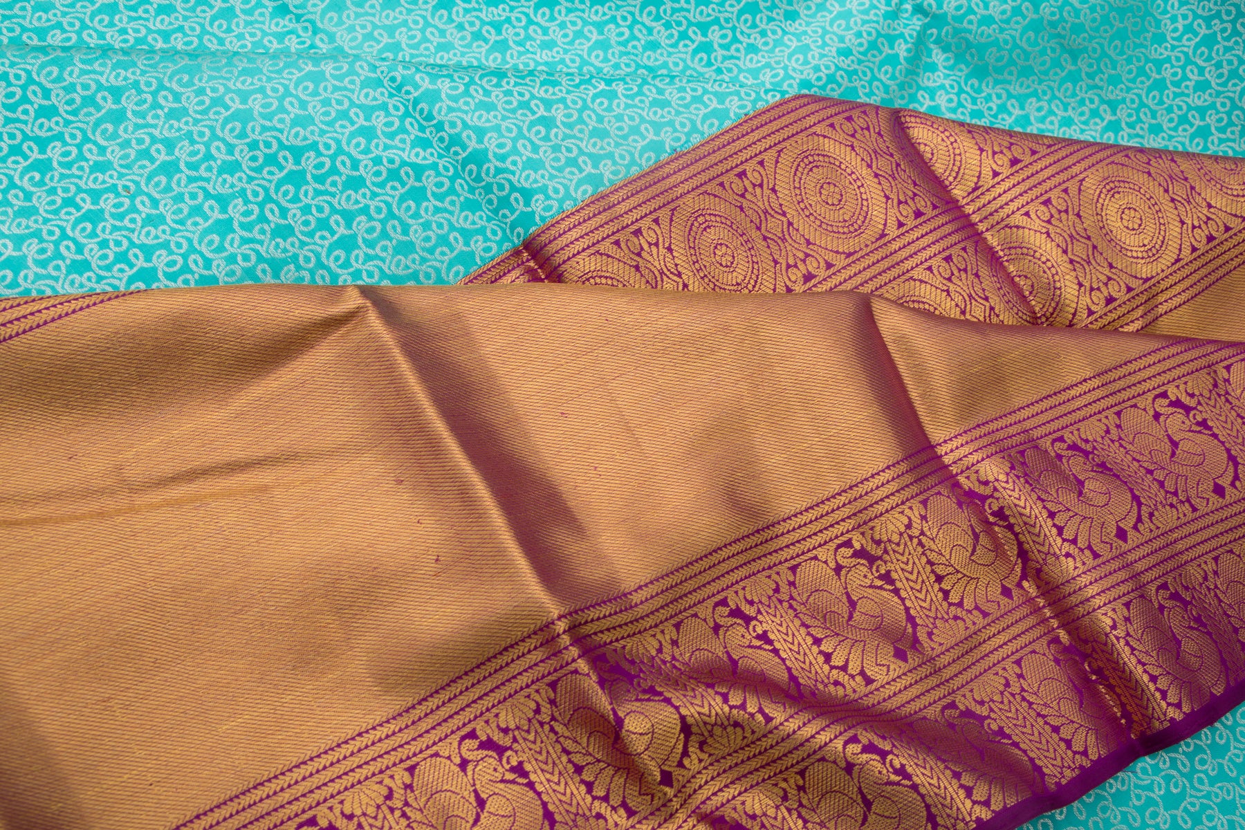 Kanchipuram Silk Brocade Sky Blue Saree