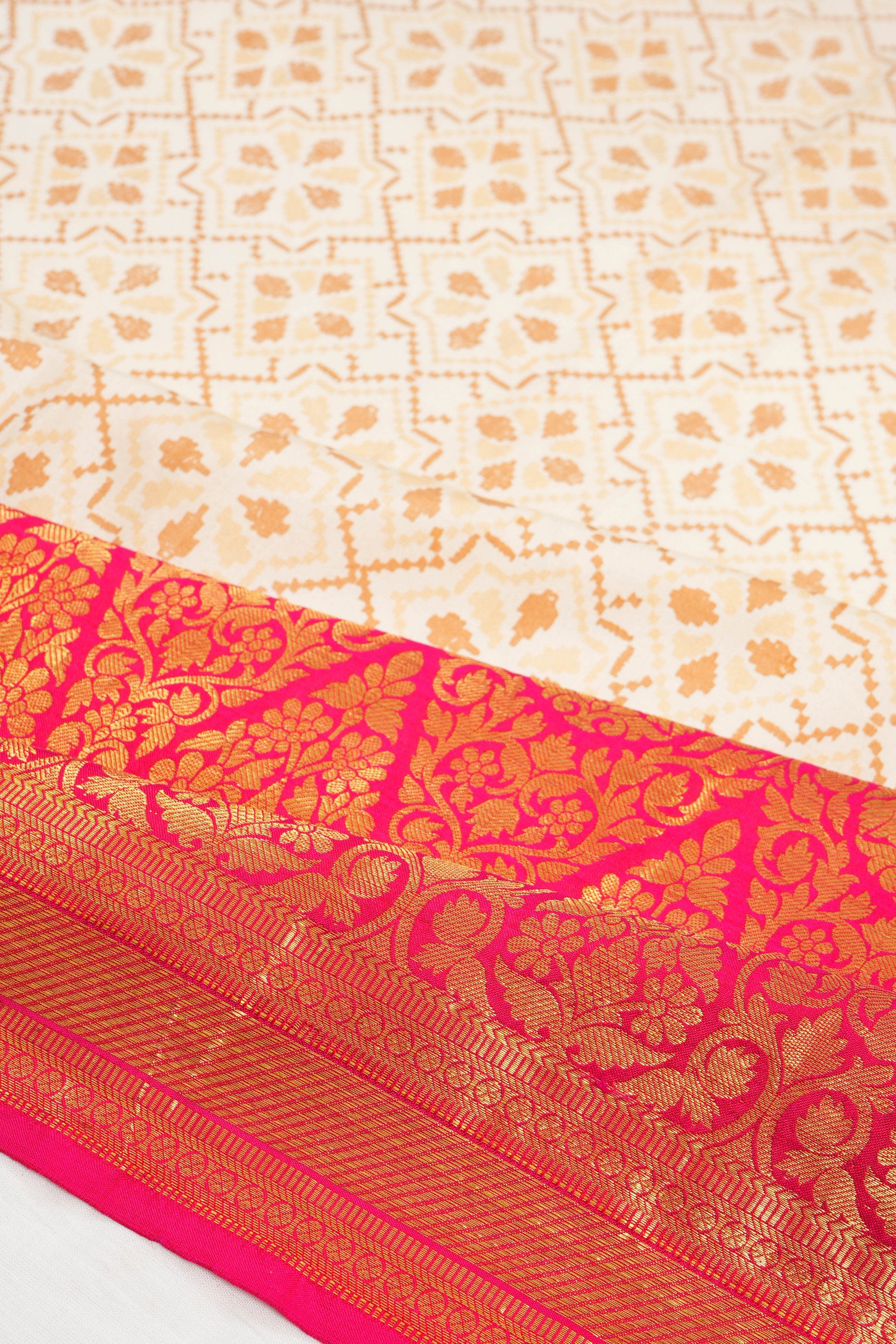 Kanchipuram Silk Ikat White Saree