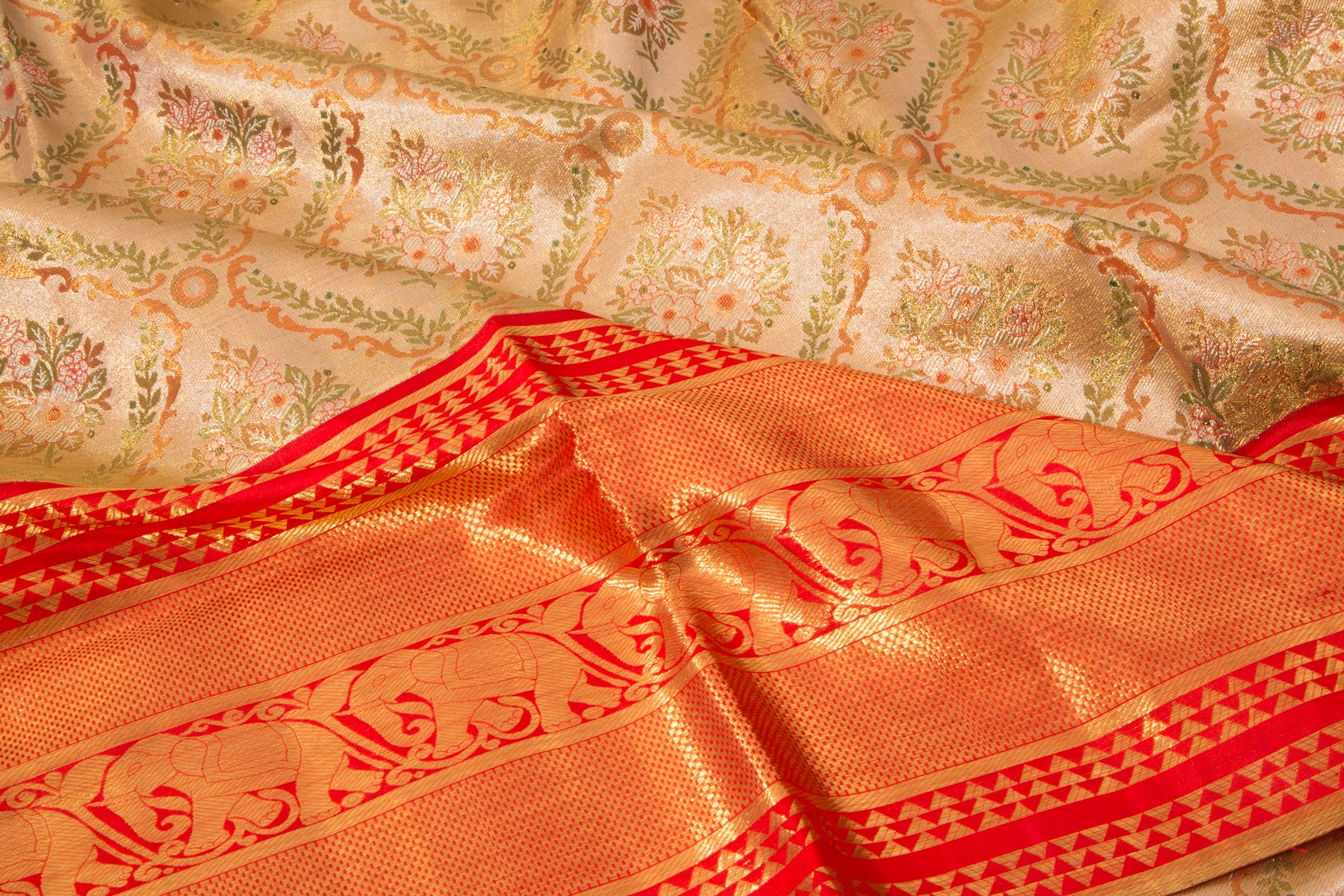 Kanchipuram Silk Tissue Brocade Gold Saree