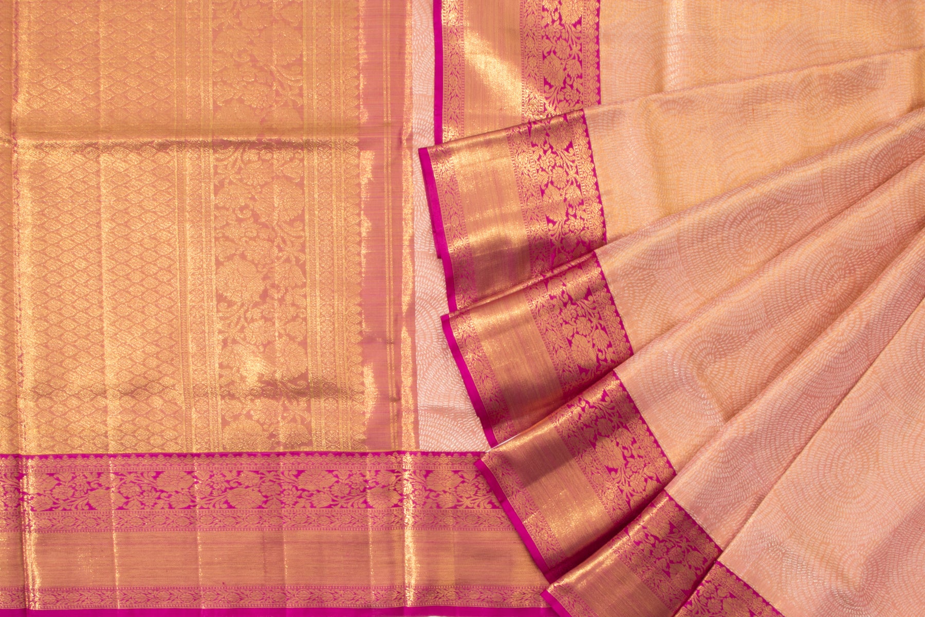 Kanchipuram Silk Tissue Brocade Pastel Pink Saree