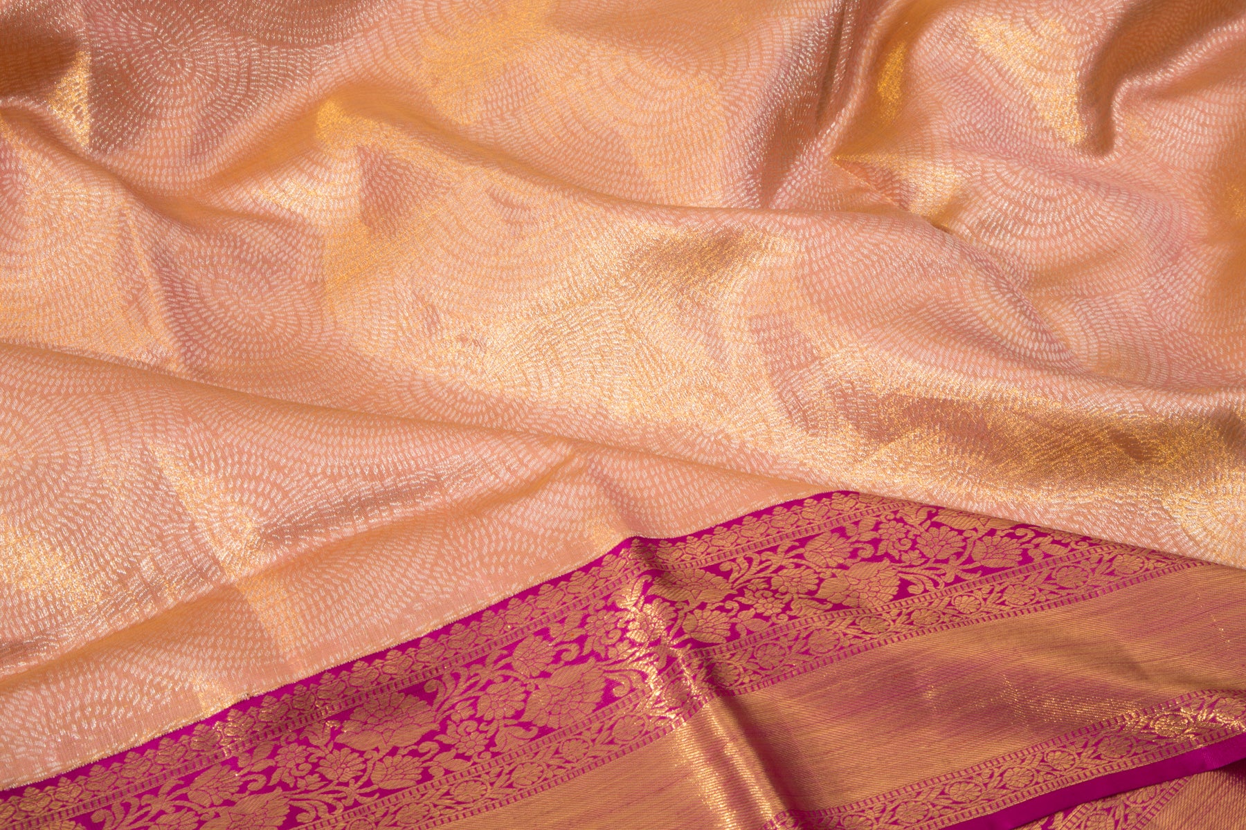 Kanchipuram Silk Tissue Brocade Pastel Pink Saree