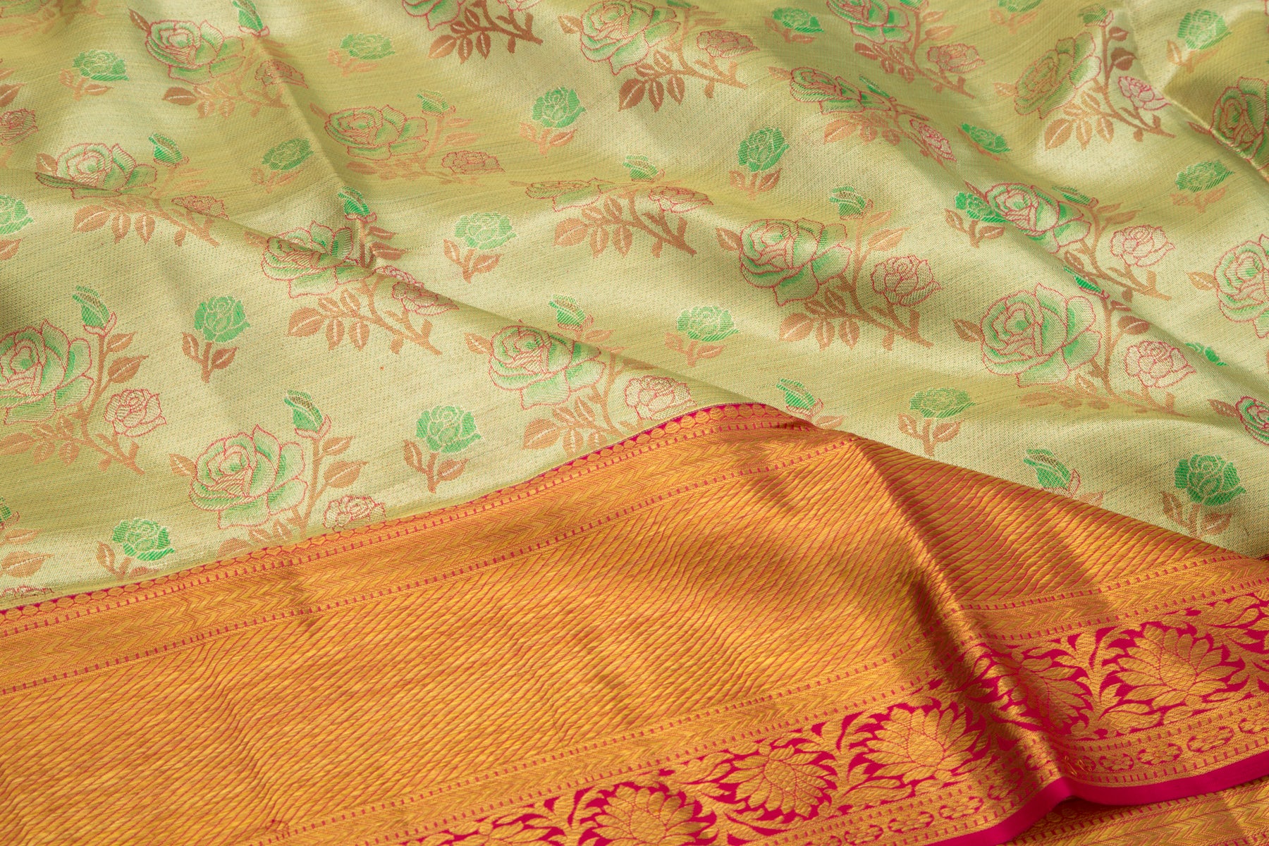 Kanchipuram Silk Tissue Brocade Silver Saree