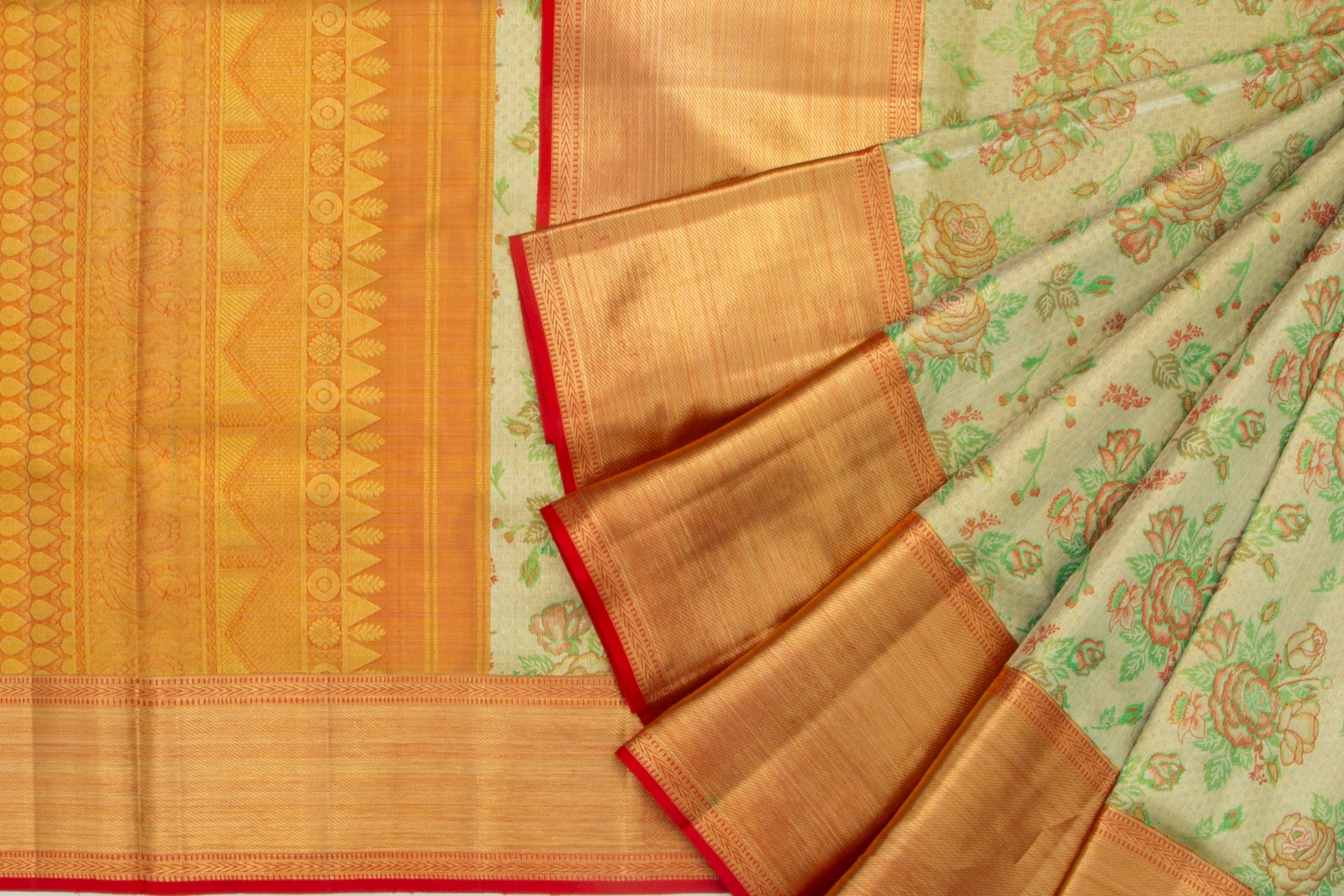 Kanchipuram Silk Tissue Brocade Silver Saree