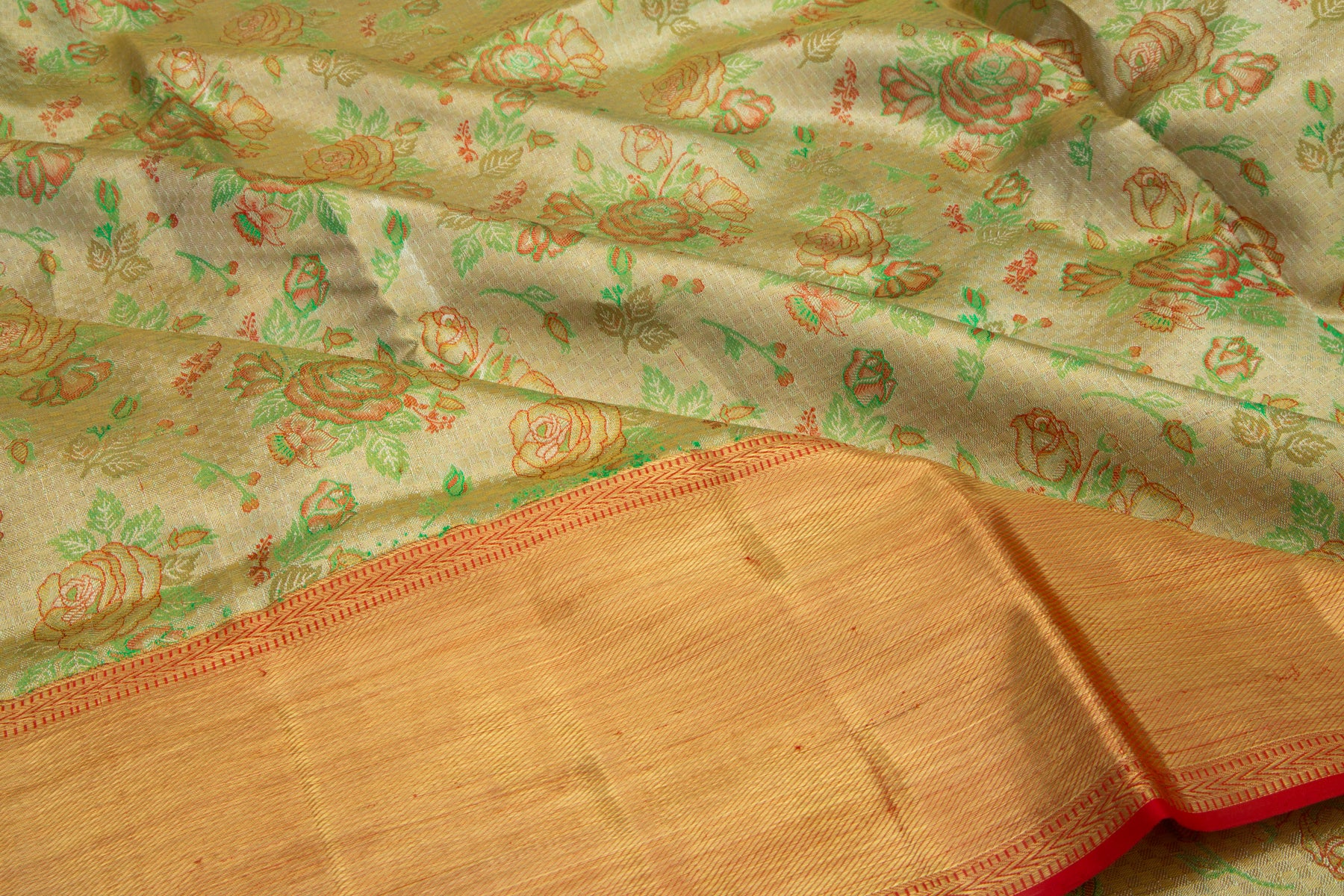 Kanchipuram Silk Tissue Brocade Silver Saree