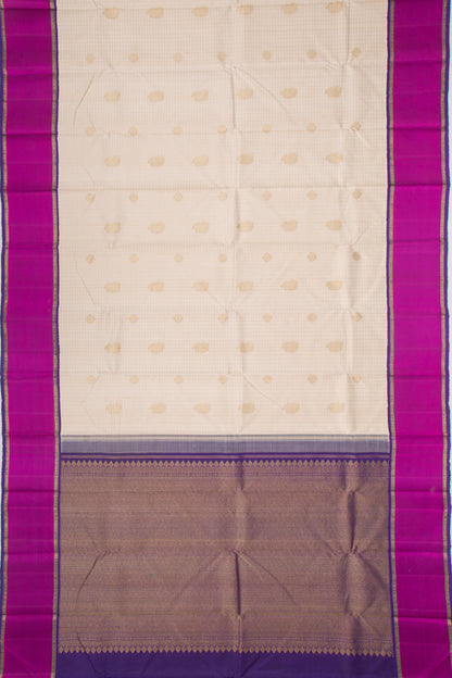 Kanchipuram Silk Checks And Butta Cream Saree