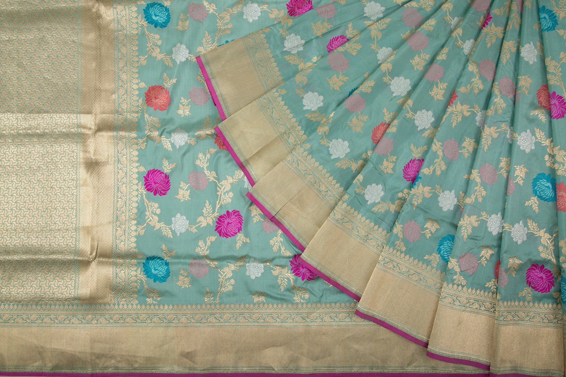 Banarasi Silk Kadwa Jaal Pastel Blue Saree