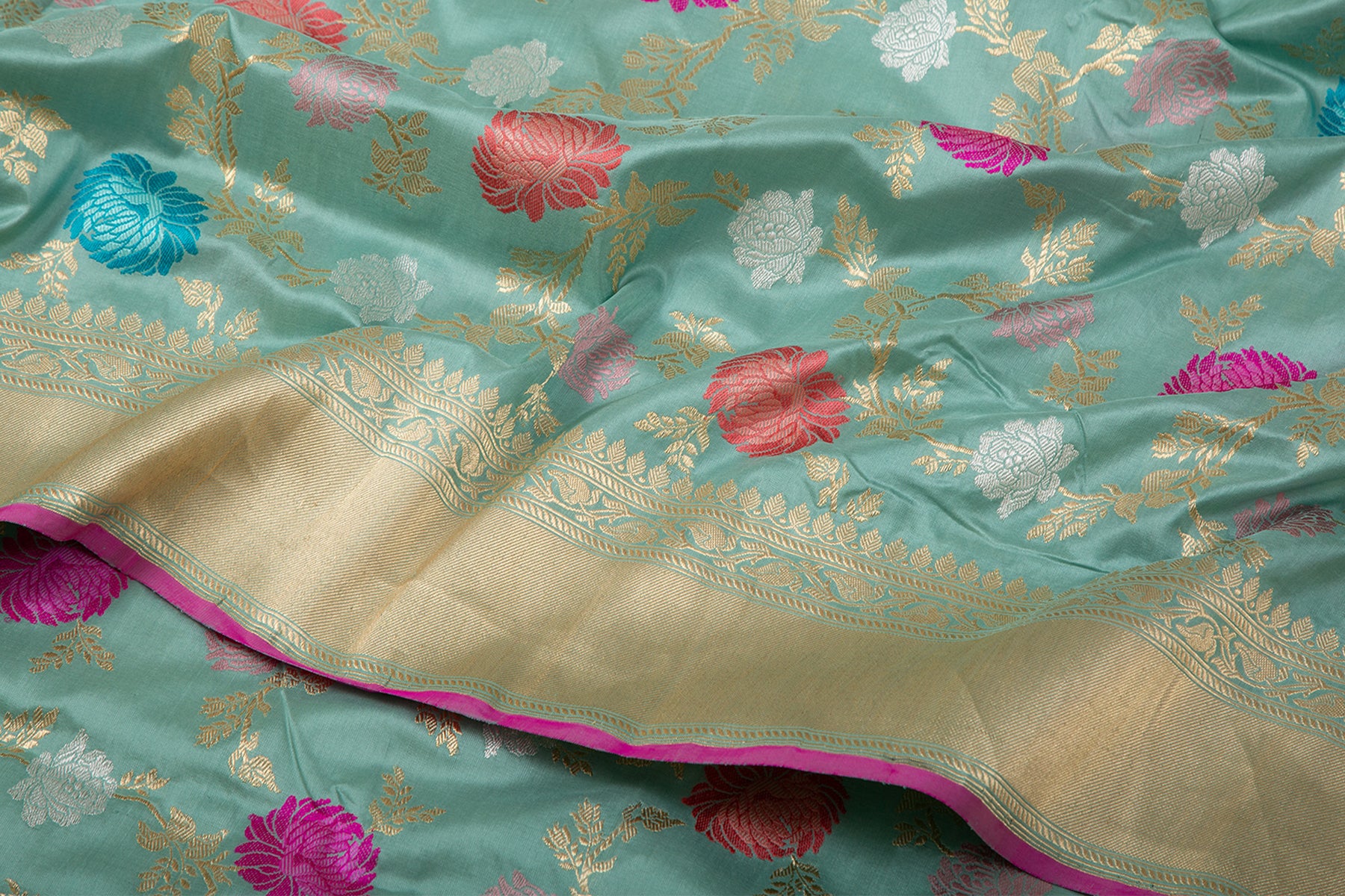 Banarasi Silk Kadwa Jaal Pastel Blue Saree