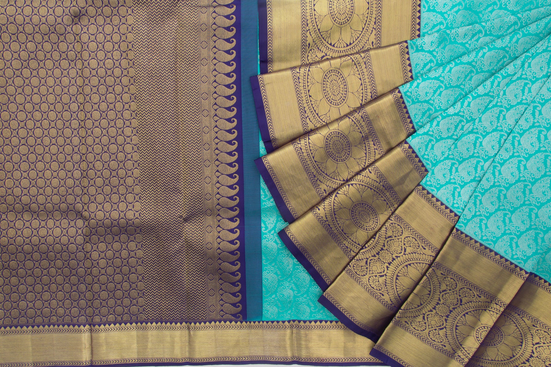 Kanchipuram Silk Brocade Sky Blue Saree
