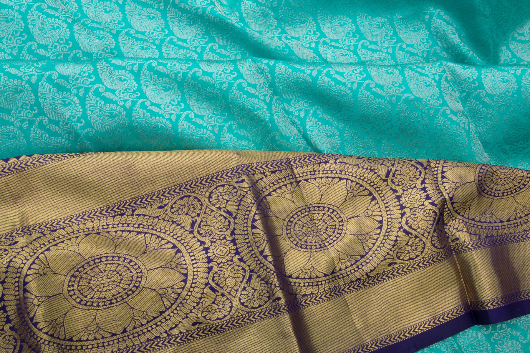 Kanchipuram Silk Brocade Sky Blue Saree