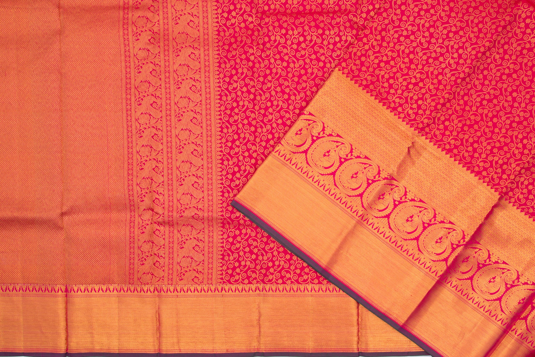 Kanchipuram Silk Jaal Pink Saree