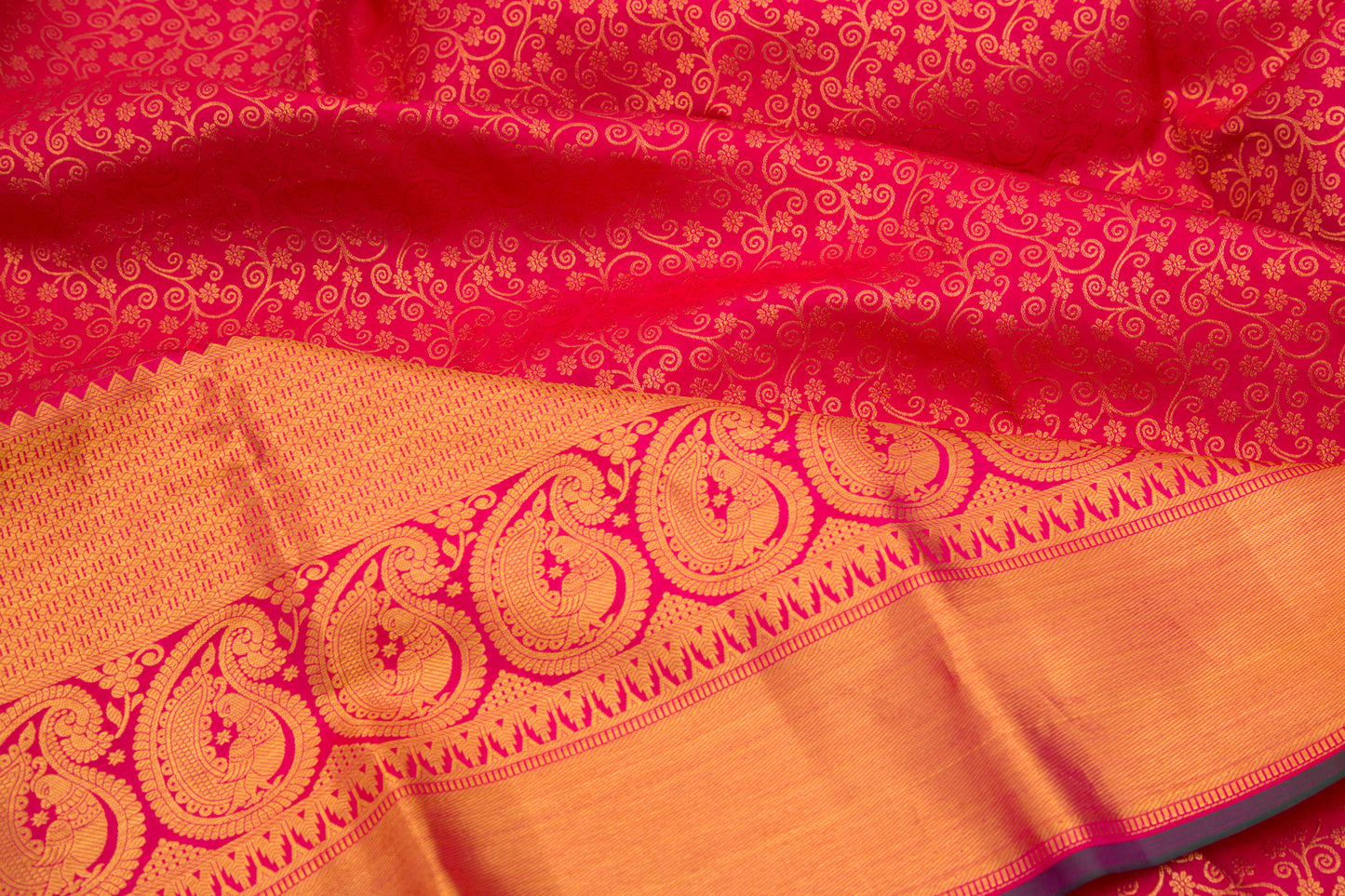Kanchipuram Silk Jaal Pink Saree