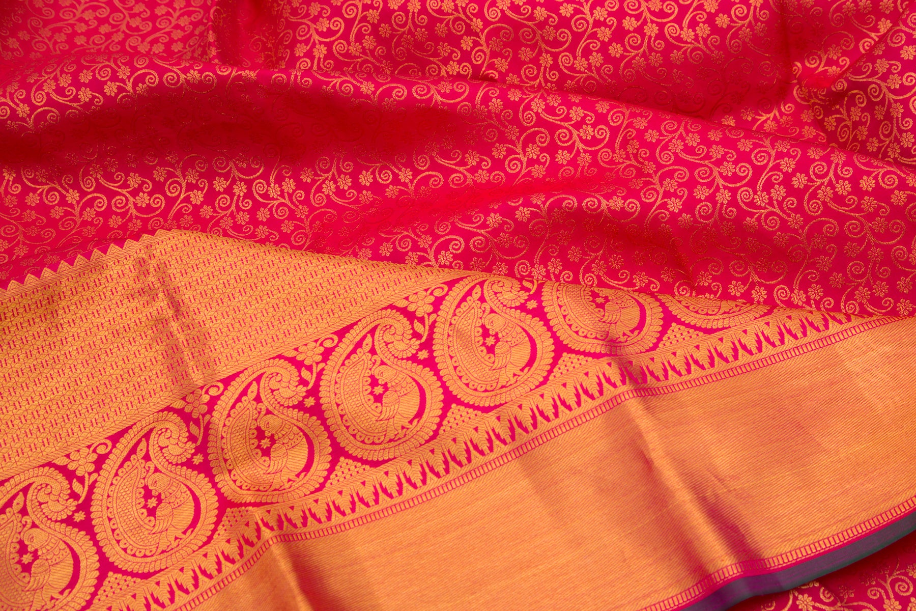 Kanchipuram Silk Jaal Pink Saree
