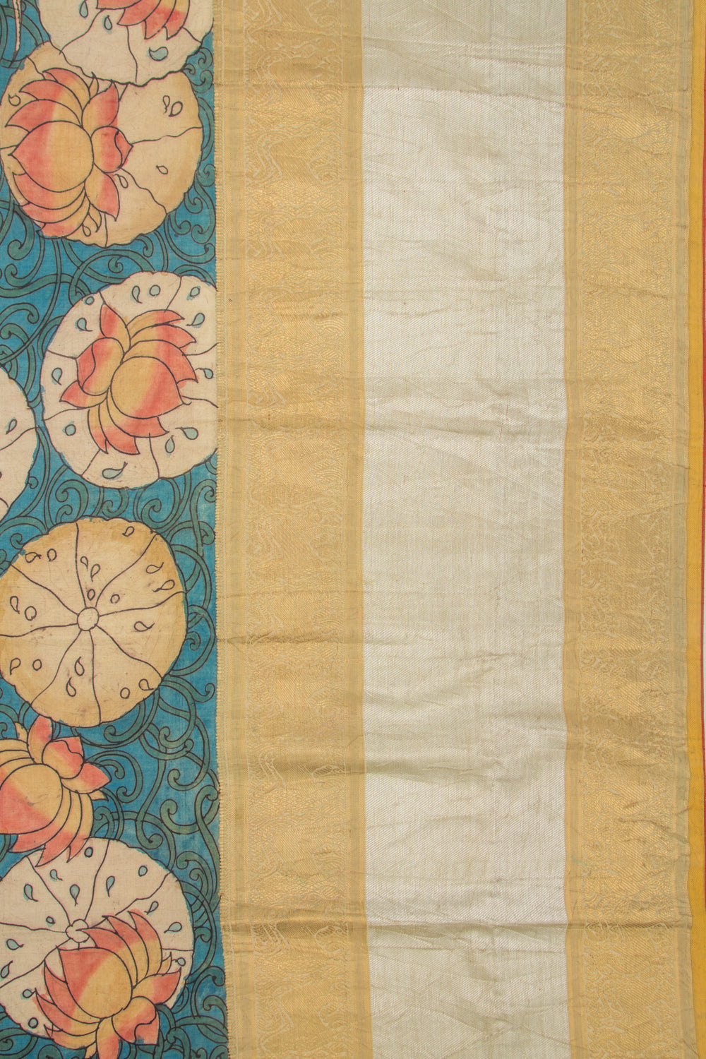 Kanchipuram Silk Kalamkari Blue Saree