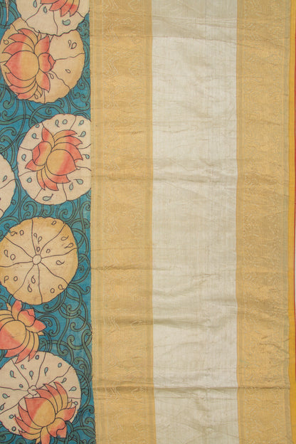Kanchipuram Silk Kalamkari Blue Saree