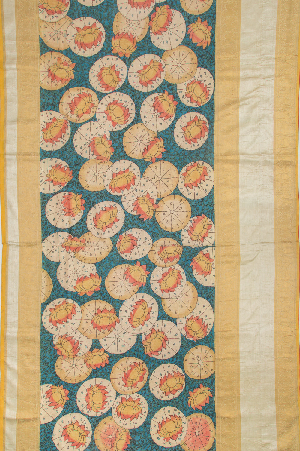 Kanchipuram Silk Kalamkari Blue Saree