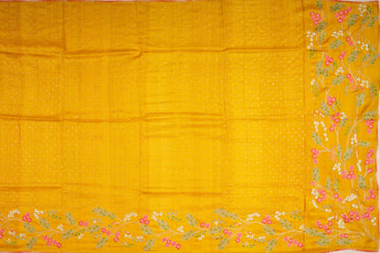 Tussar Embroidery Butta Mustard Yellow Saree