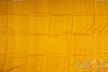 Tussar Embroidery Butta Mustard Yellow Saree