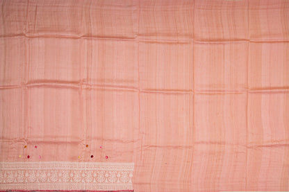 Tussar Embroidery Peach Saree