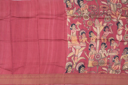 Tussar Printed Pink Saree