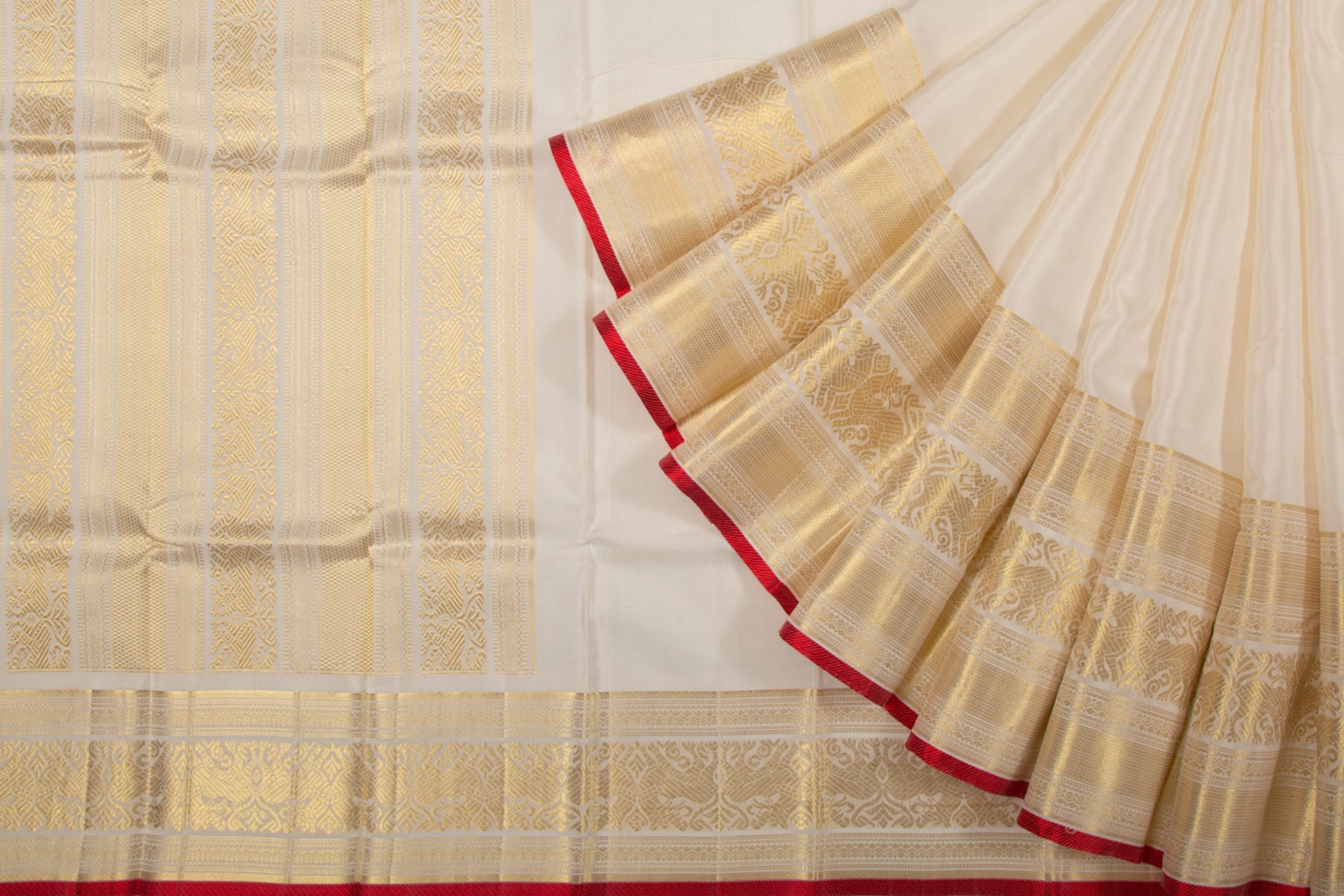 Kanchipuram Silk Plain Cream Saree