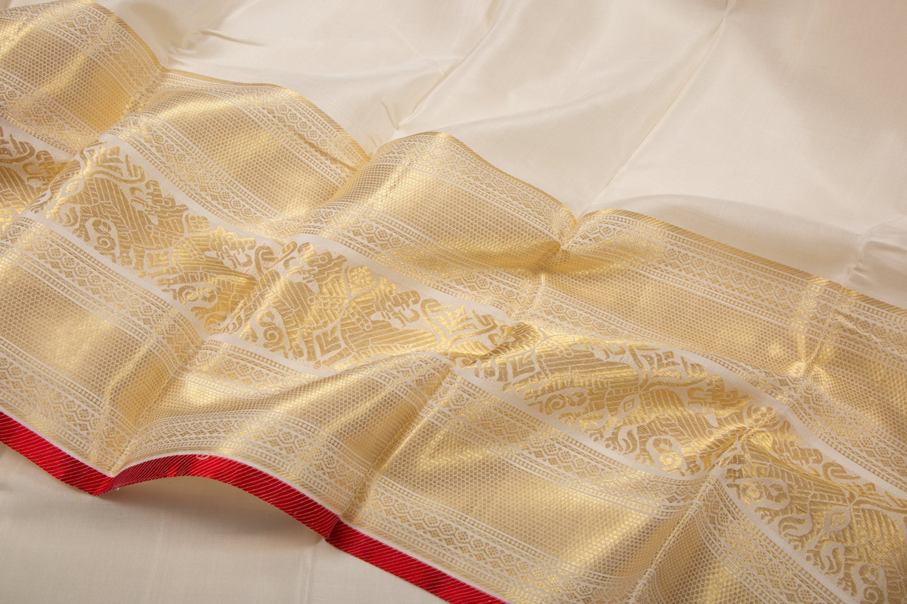 Kanchipuram Silk Plain Cream Saree