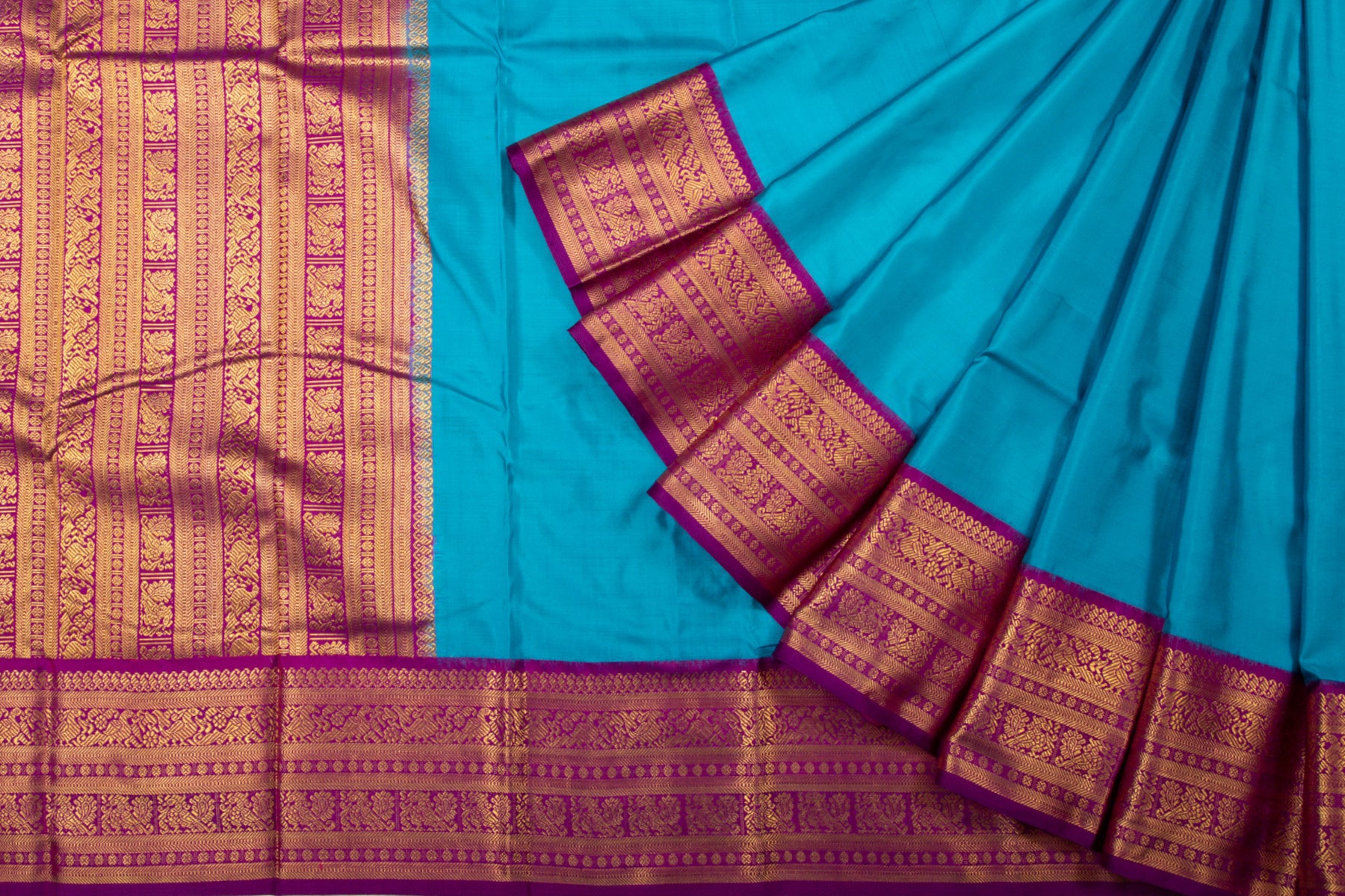 Kanchipuram Silk Twill Plain Blue Saree