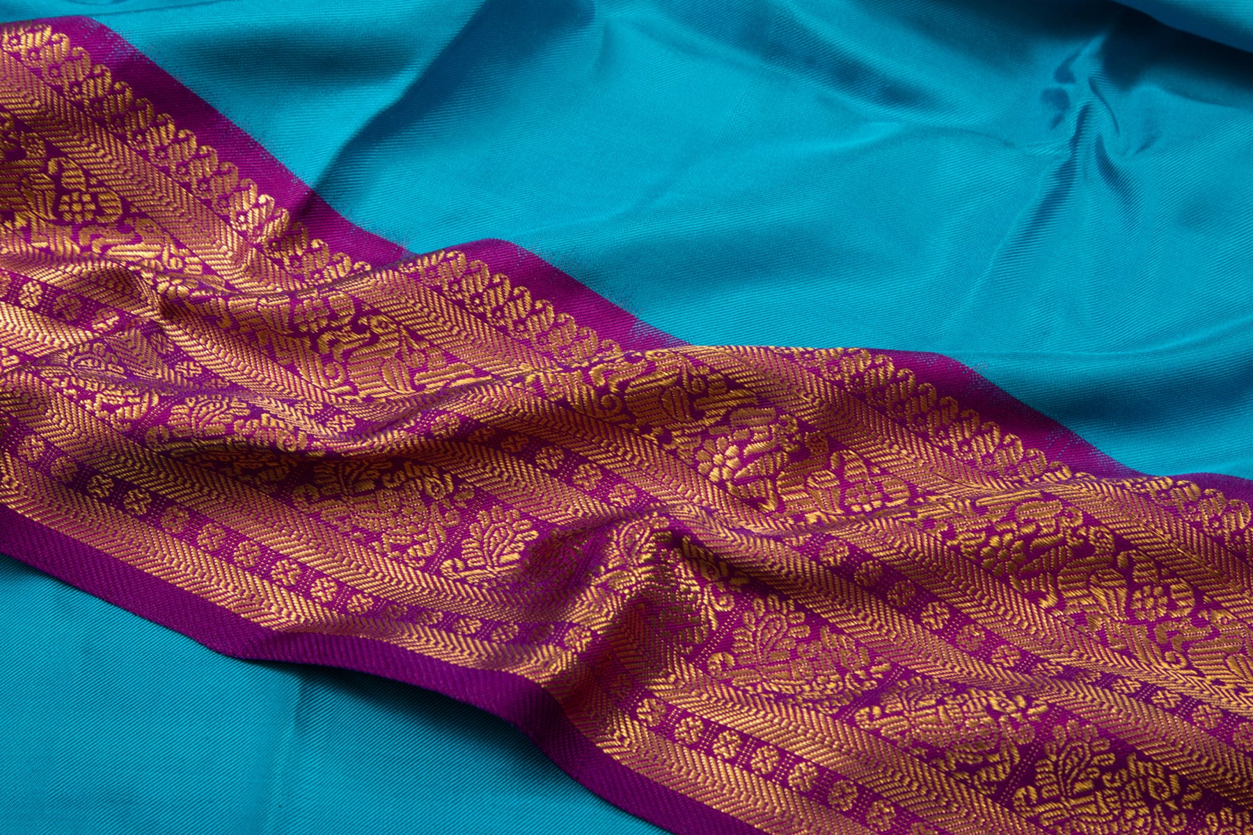 Kanchipuram Silk Twill Plain Blue Saree