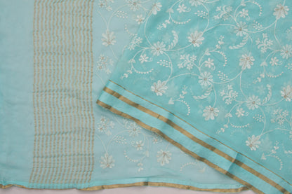 Chiffon Embroidery Floral Jaal Sky Blue Saree/5066988_2.jpg