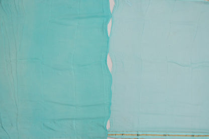 Chiffon Embroidery Floral Jaal Sky Blue Saree