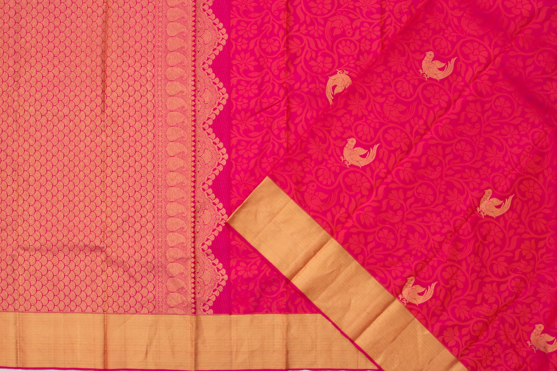 Kanchipuram Silk Jacquard And Butta Pink Saree