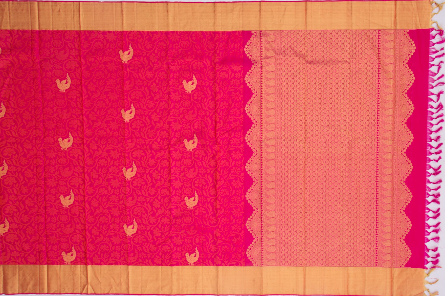 Kanchipuram Silk Jacquard And Butta Pink Saree