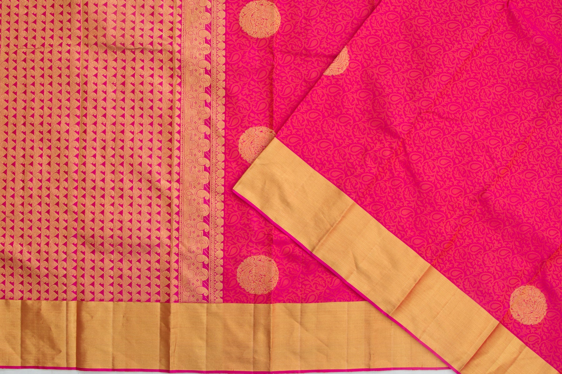 Kanchipuram Silk Jacquard And Butta Pink Saree