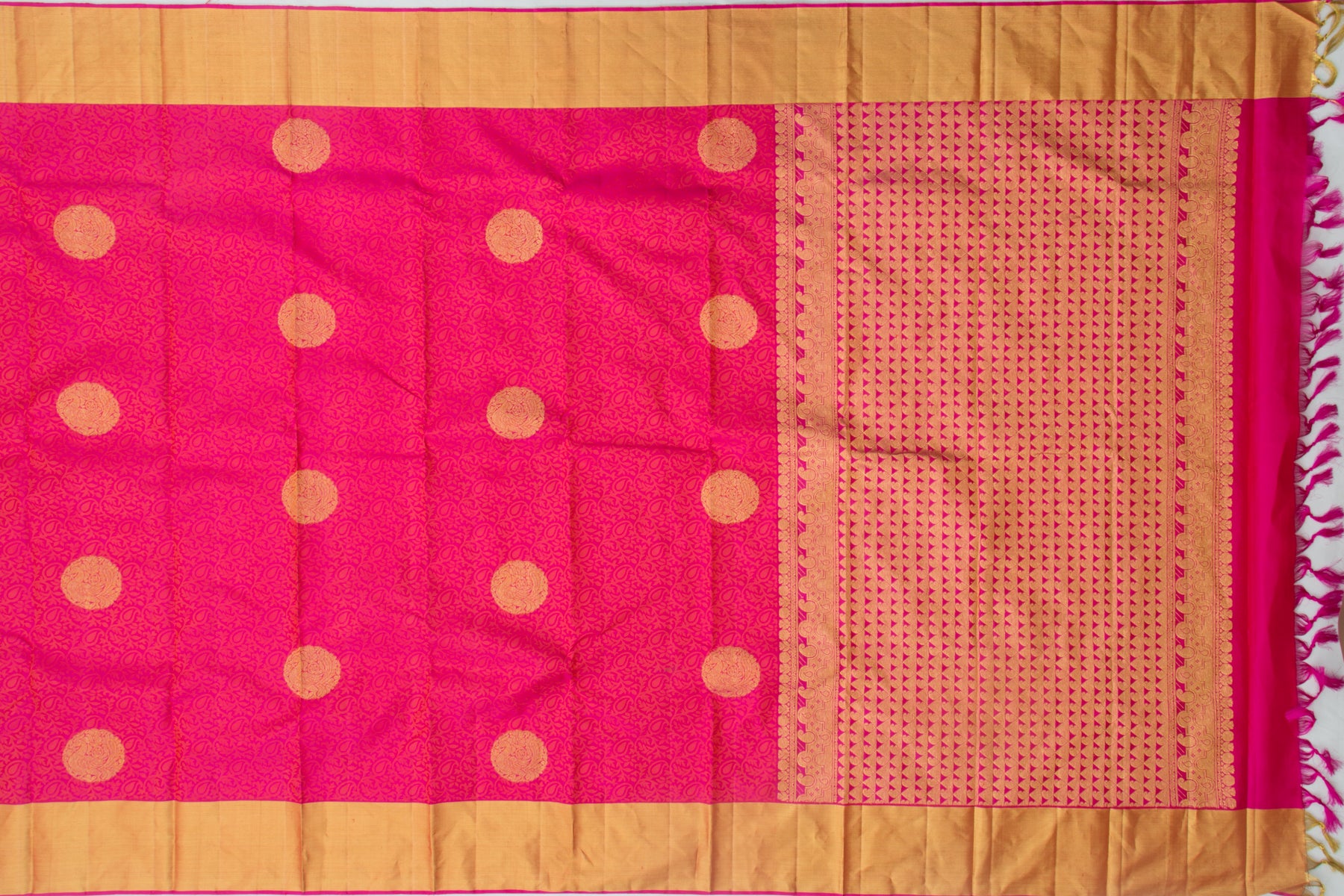 Kanchipuram Silk Jacquard And Butta Pink Saree