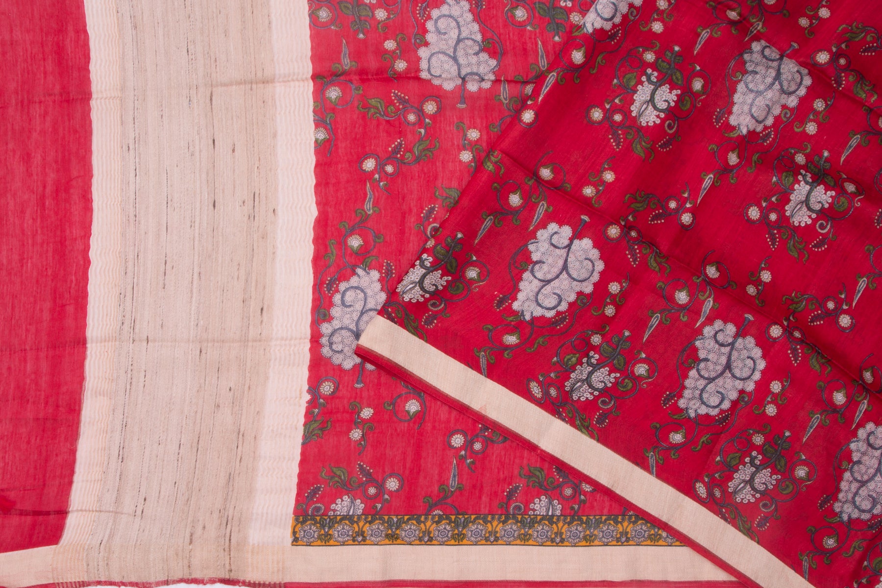 Soft Silk Floral Printed Red Saree