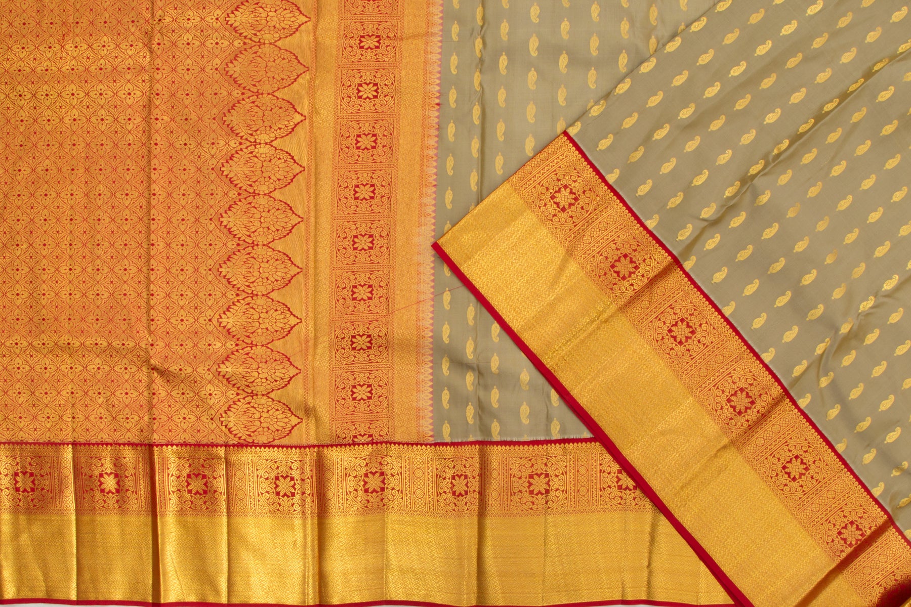 Kanchipuram Silk Butta Grey Sarere