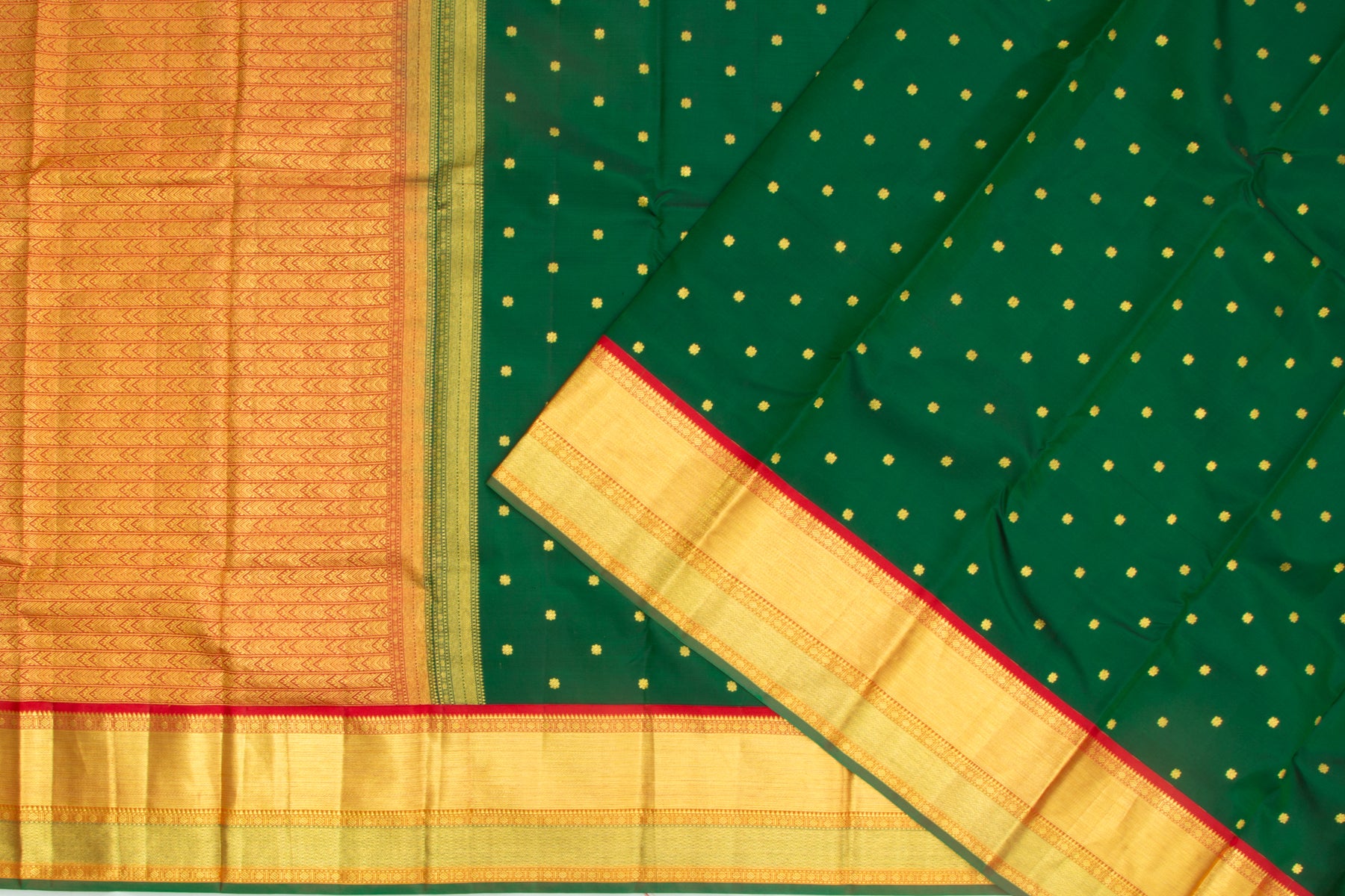 Kanchipuram Silk Butta Dark Green Saree
