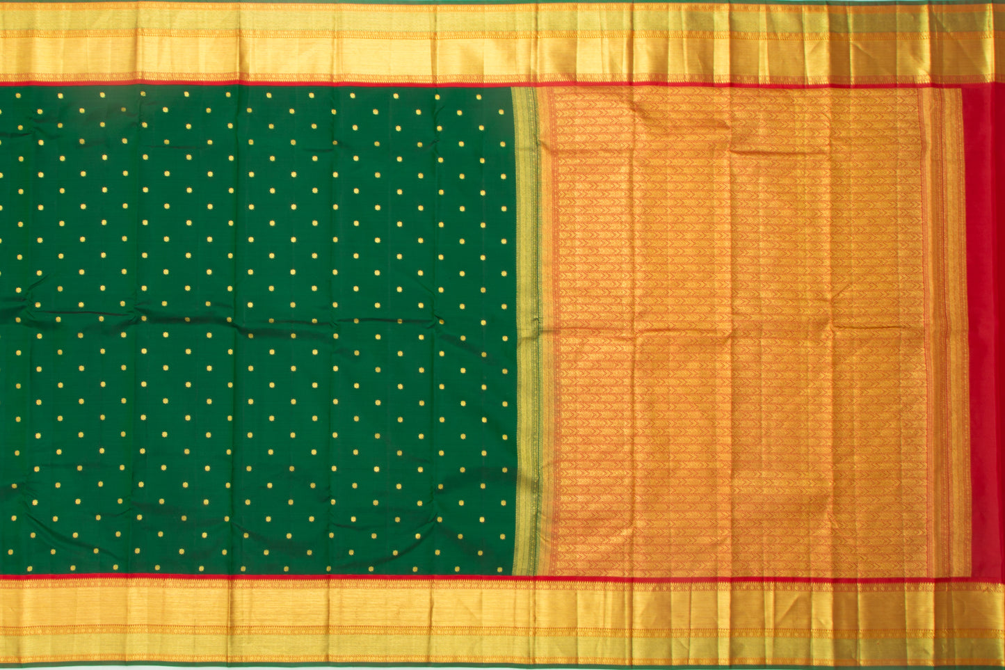 Kanchipuram Silk Butta Dark Green Saree