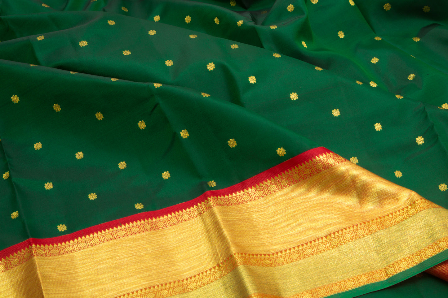 Kanchipuram Silk Butta Dark Green Saree