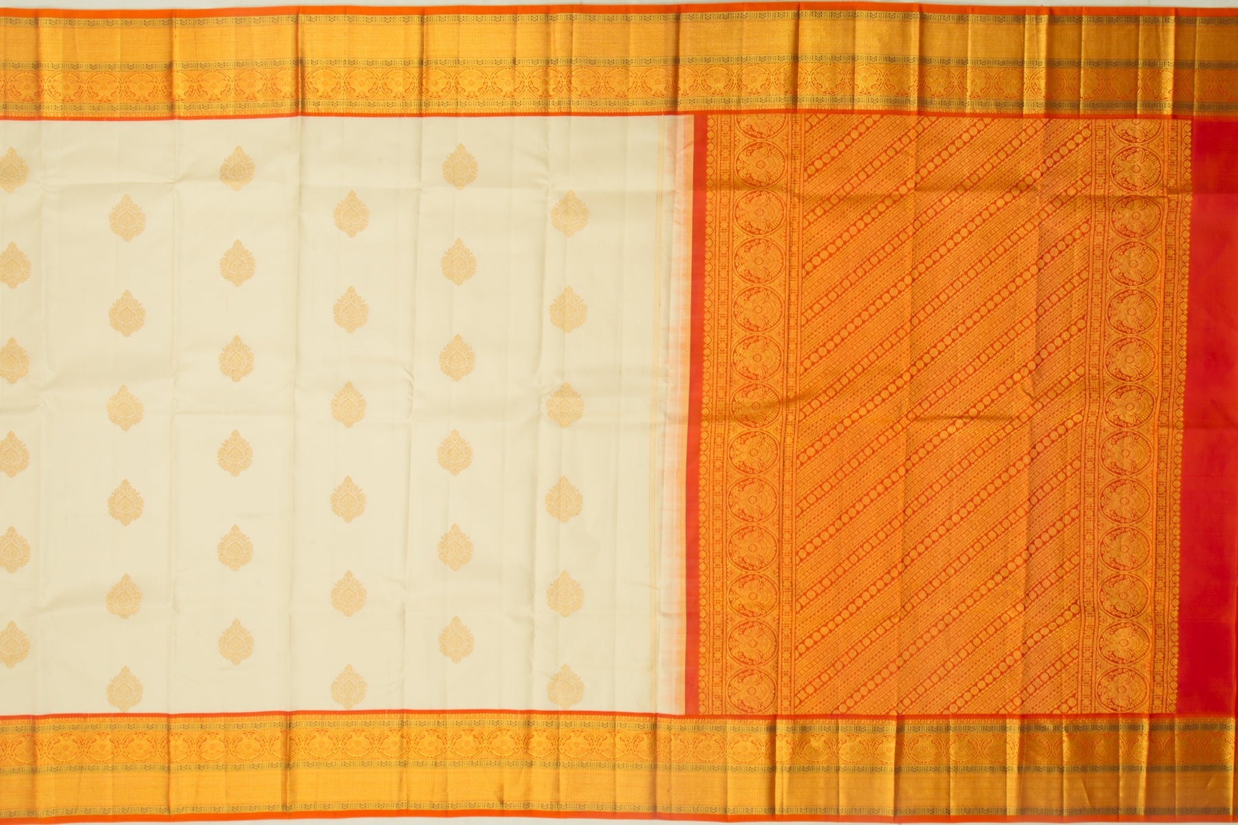 Kanchipuram Silk Butta Cream Saree