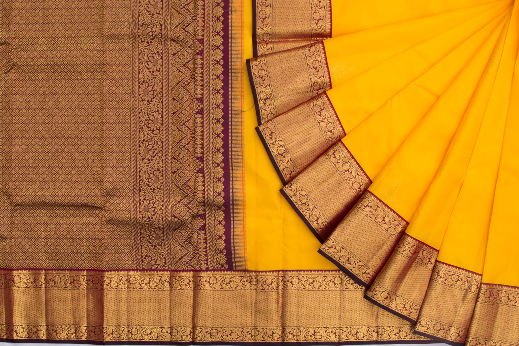 Kanchipuram Silk Butta Yellow Saree
