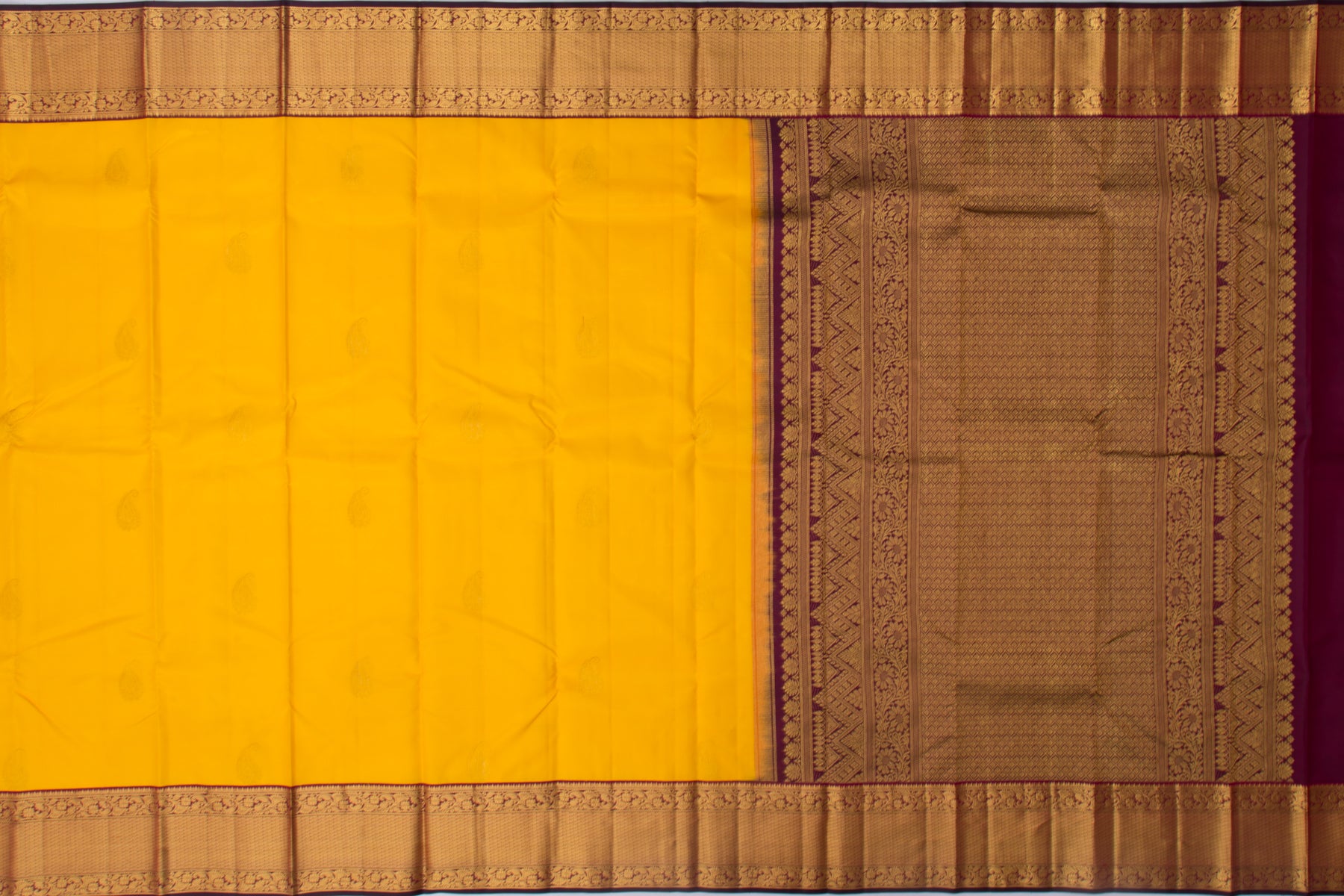 Kanchipuram Silk Butta Yellow Saree