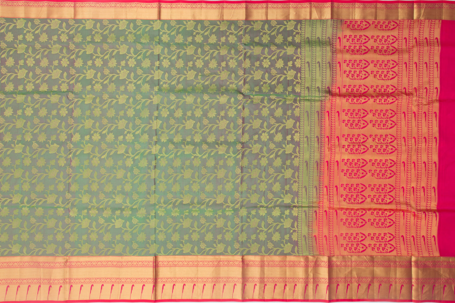 Coimbatore Soft Silk Jaal Dual Tone Purple And Green Saree