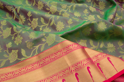 Coimbatore Soft Silk Jaal Dual Tone Purple And Green Saree