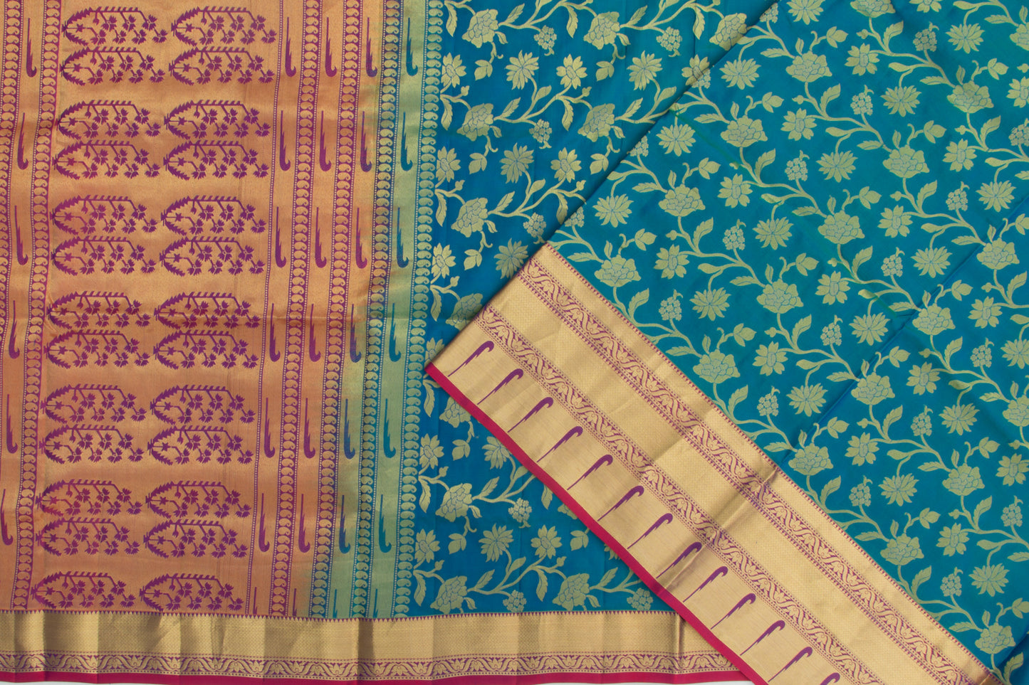 Coimbatore Silk Jaal Peacock Blue Saree/5075130_2.jpg