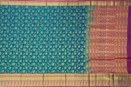 Coimbatore Silk Jaal Peacock Blue Saree