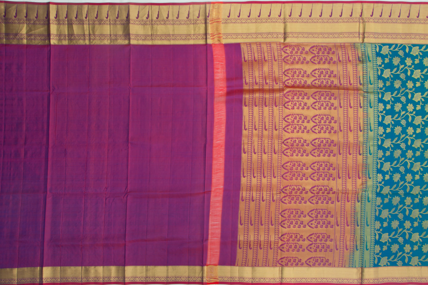 Coimbatore Silk Jaal Peacock Blue Saree