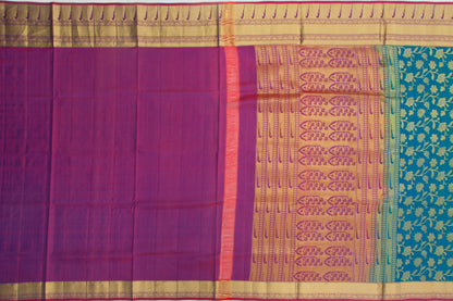 Coimbatore Silk Jaal Peacock Blue Saree