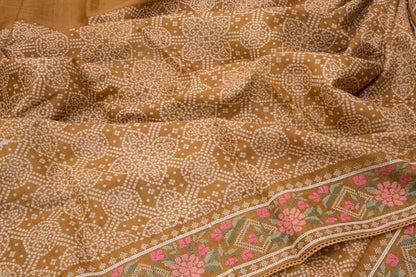 Tussar Printed Pastel Brown Saree