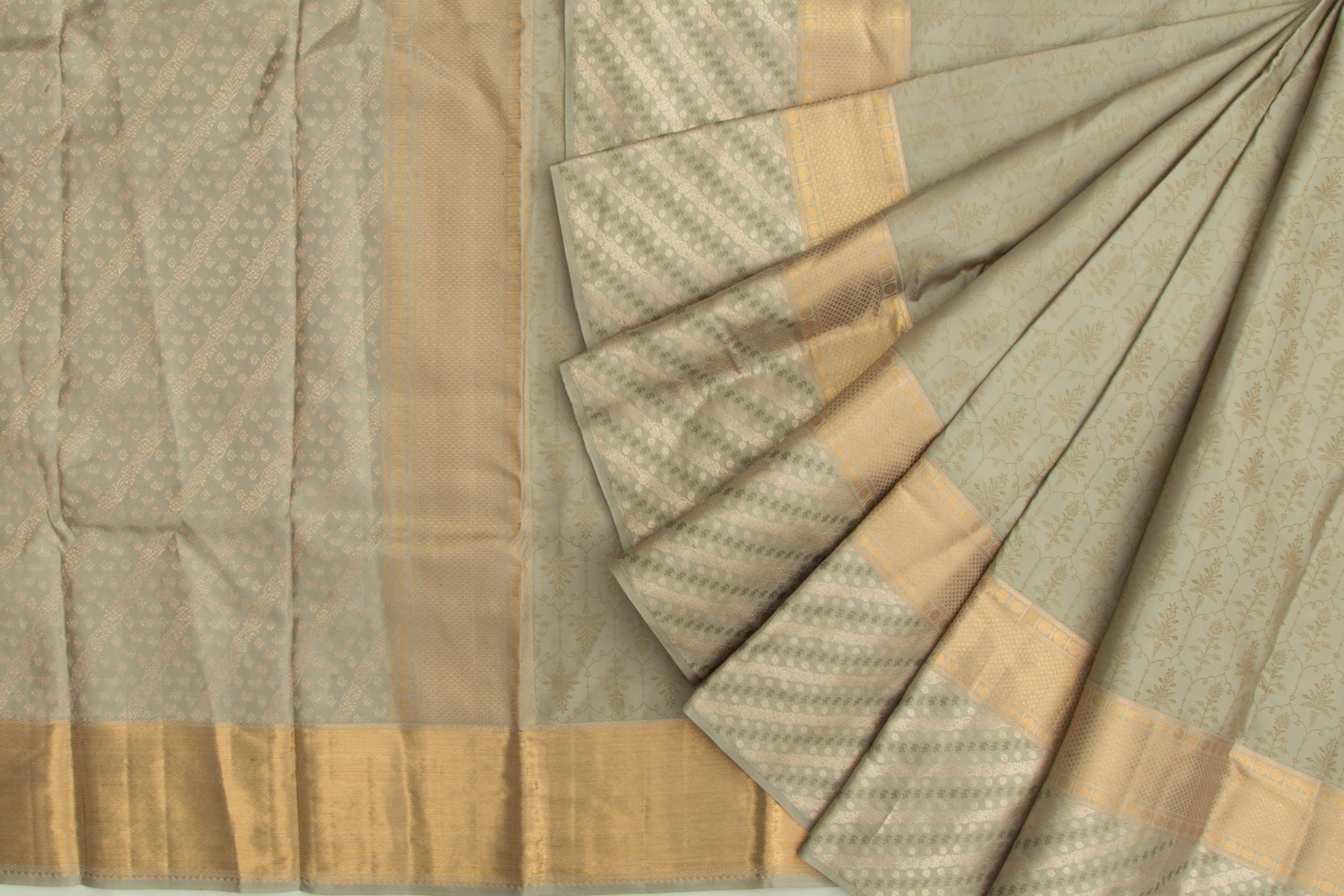 Kanchipuram Silk Jacquard Sage Green Saree