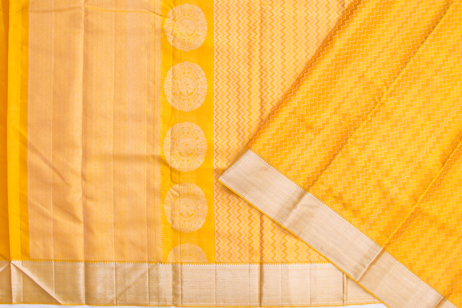 Kanchipuram Silk Jacquard Yellow Saree